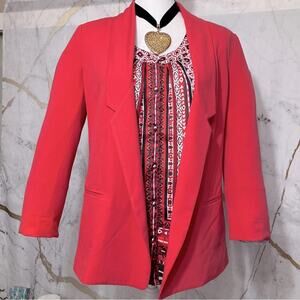 Eliza J Nordstrom Classic Women's Fitted Blazer size S Coral Pink Red Pockets